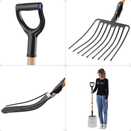 KADAX Stalen vork met D-handvat - Spade, hooi, aardappelen, mest, stenen - zwart van KADAX — afbeelding 3