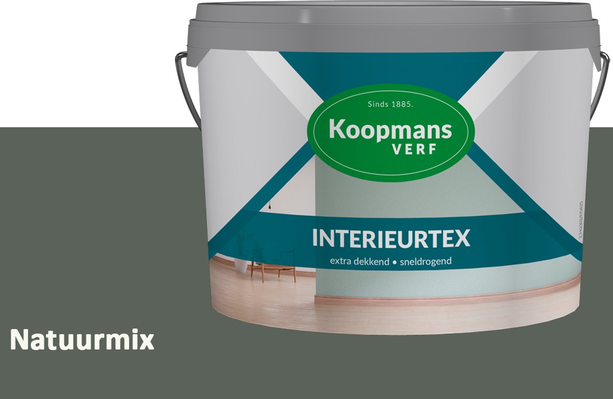 Koopmans Interieurtex Matte Muurverf Binnen – Extra Dekkende Sneldrogende Verf voor Muren en Plafonds – Natuurmix – 7,5 l