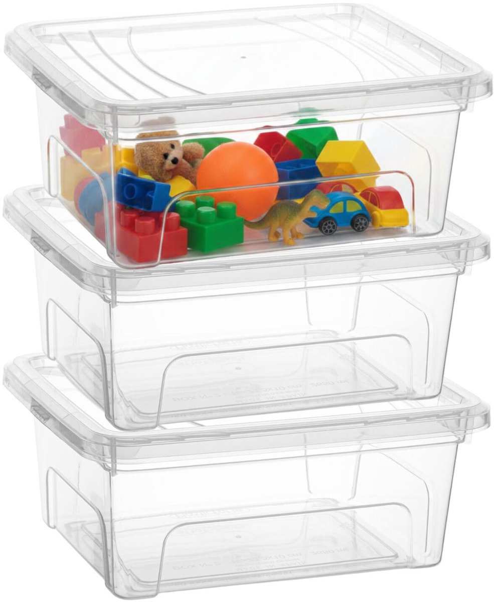 PLASTICFORTE Opslagbox Easy met deksel - 3x - 2.6 Liter - 23 x 19 x 10 cm - transparant - kunststof