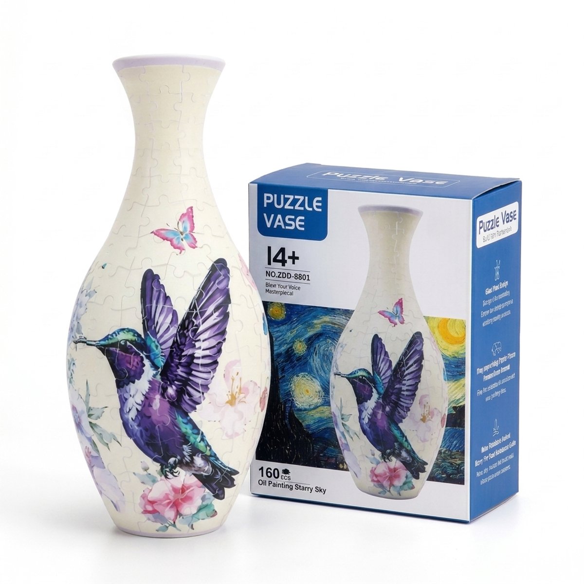 Ryoudavell - Driedimensionale puzzel - Vaas - 160 stuks illustratie decoratie - Handgemaakte Kunst - Stijlvol creatief speelgoed (cadeauspeelgoed) - Montessori Speelgoed - Makkelijke Hobby - Compact Reisspeelgoed - Cadeau