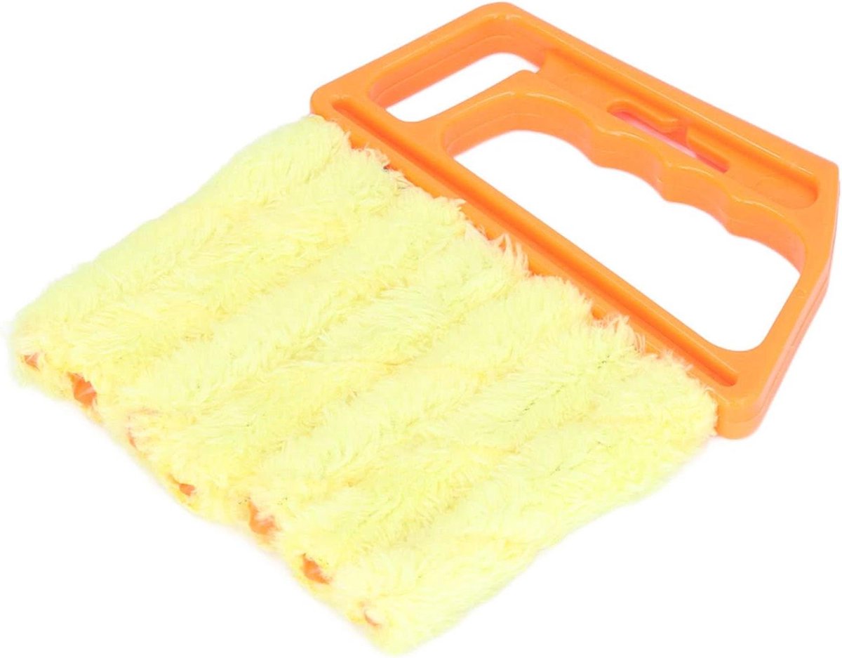 Jaloezieën Reiniger - Raamborstel - Stofvrij Maken - 7 Rollen Ontwerp - 16 cm Lengte - Oranje