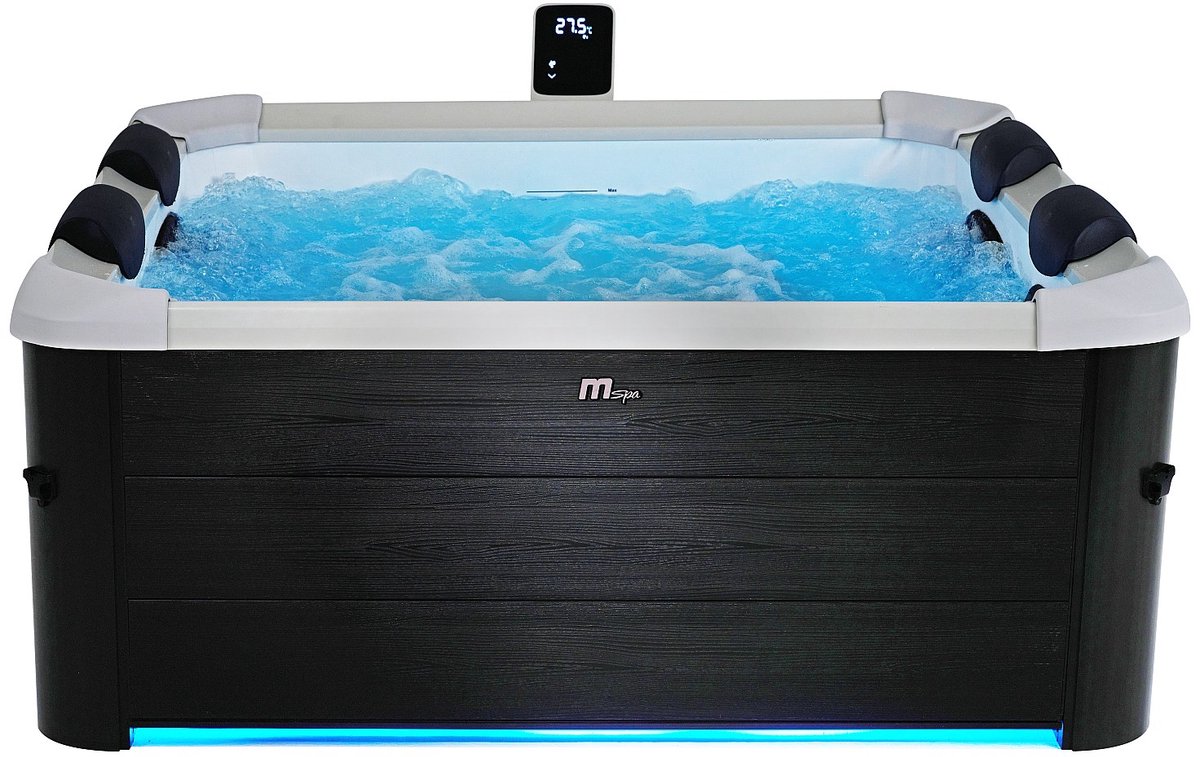 Bol.com Mspa Antracietgrijze halfharde spa met 6 plaatsen met ledverlichting en accessoires - 128 stralen - L160 x B160 x H65 cm... aanbieding