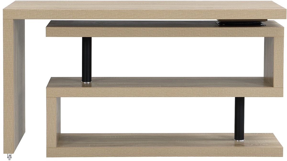 Vente-unique Uitschuifbaar bureau met 360° draaibaar blad - MDF - Kleur: Naturel - NICEPHORE III L 200 cm x H 76 cm x D 60 cm
