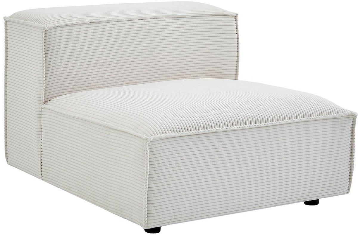 Vente-unique Fauteuil in beige ribfluweel RUZOLO