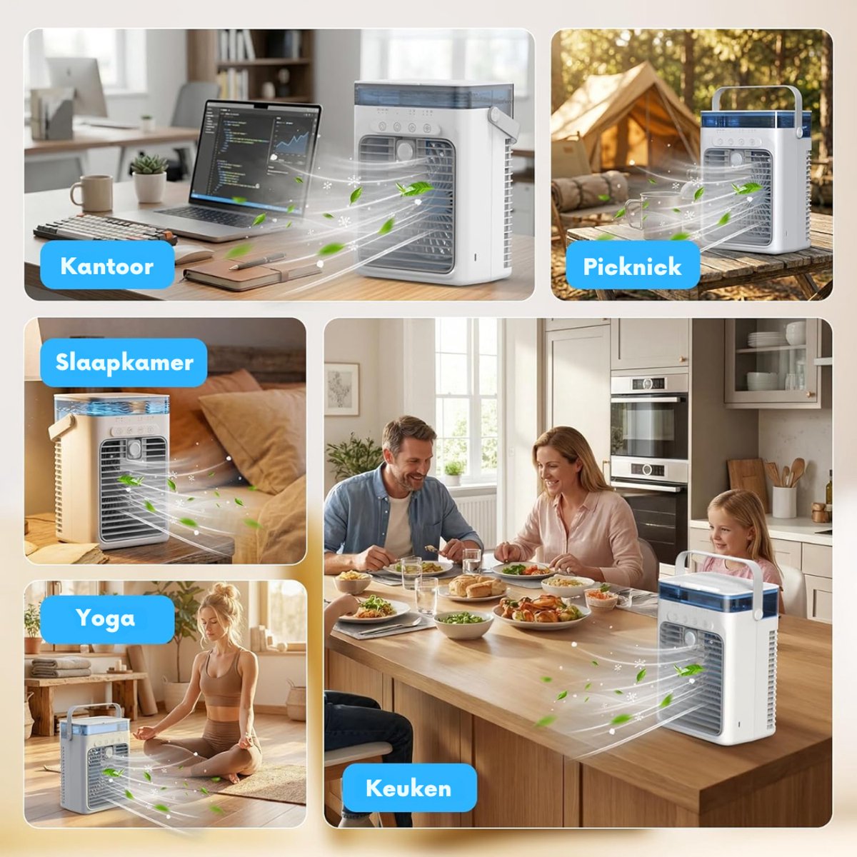 SNJY® Mobiele Airco Zonder Afvoer - Mobiele Airco voor Slaapkamer - Luchtkoeler - Aircooler - 2 Bevochtigingsniveaus - 3 Windsnelheden - 1L - Wit/Grijs – foto 5