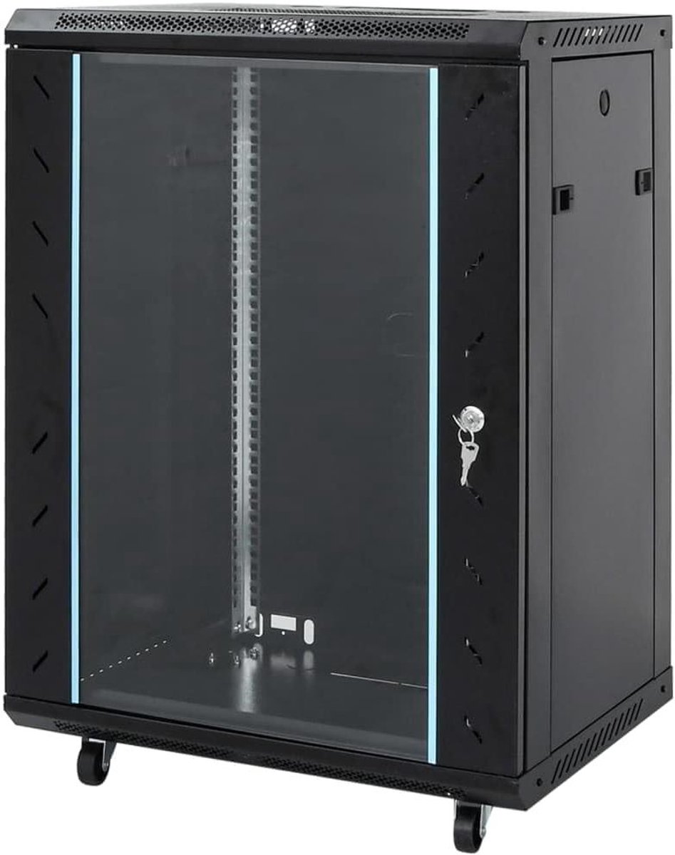 Netwerkkast - Serverkast - Apparatuur Organiseren - Afsluitbare Glazen Deur - 15U 53x40x80cm - Zwart