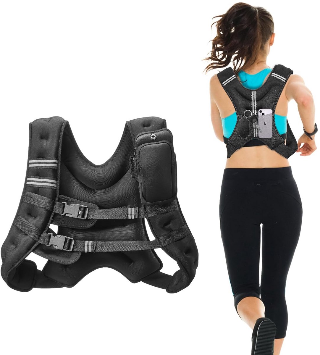 Gewichtsvest - Training Vest - Kracht Training - Verstelbare Gespen - 89-114 cm - Zwart