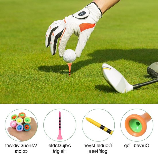Golf Tees - Golf Accessoires - Afslag en Oefenen - Met Rubberen Top - 60 Stuks 83 mm - Kleurrijk van GOLF — afbeelding 2
