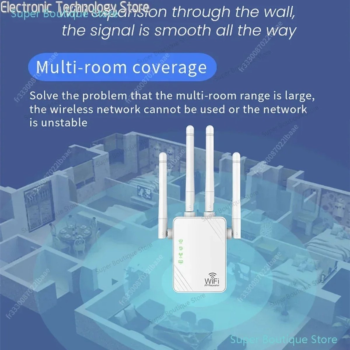 Janson Wifi Versterker met 2 Antennes - 300 Mbit/s Wifi Extender - afbeelding 3