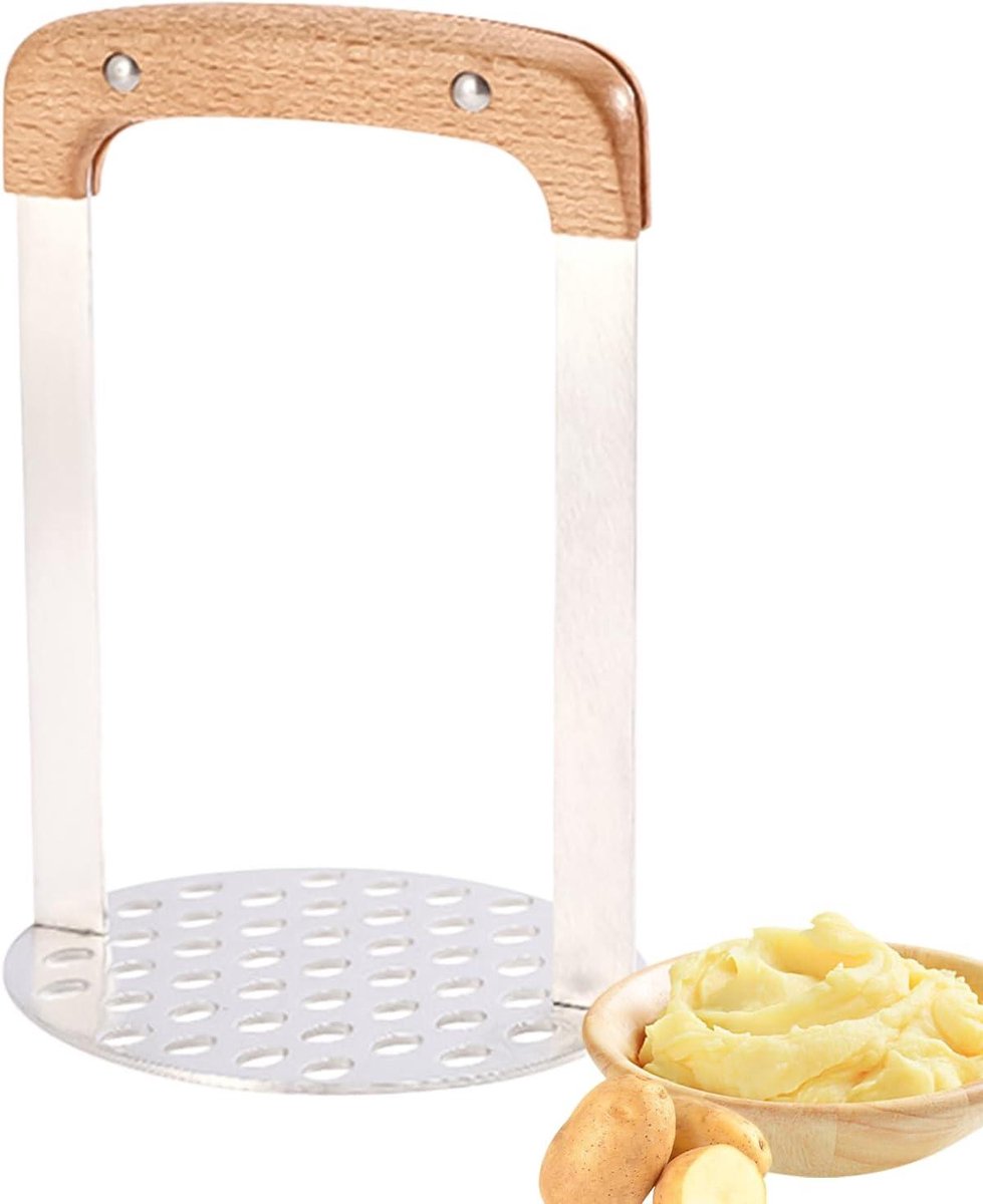 Aardappelstamper - Voedselstamper - Puree Maken - Ergonomisch Handvat - 63 Inch - Houtkleur