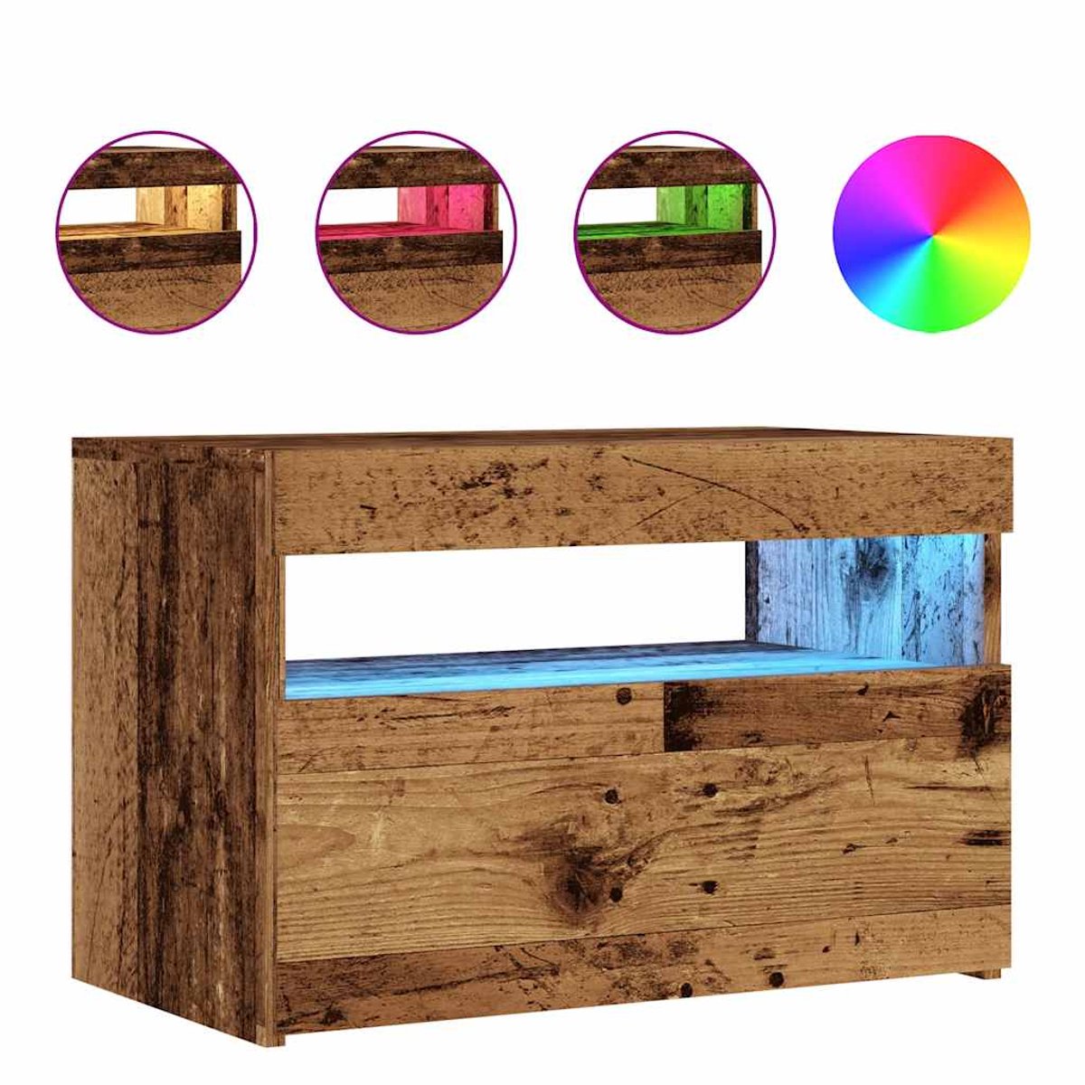 vidaXL - Tv-meubel - met - LED - 60x35x40 - cm - bewerkt - hout - oud - hout