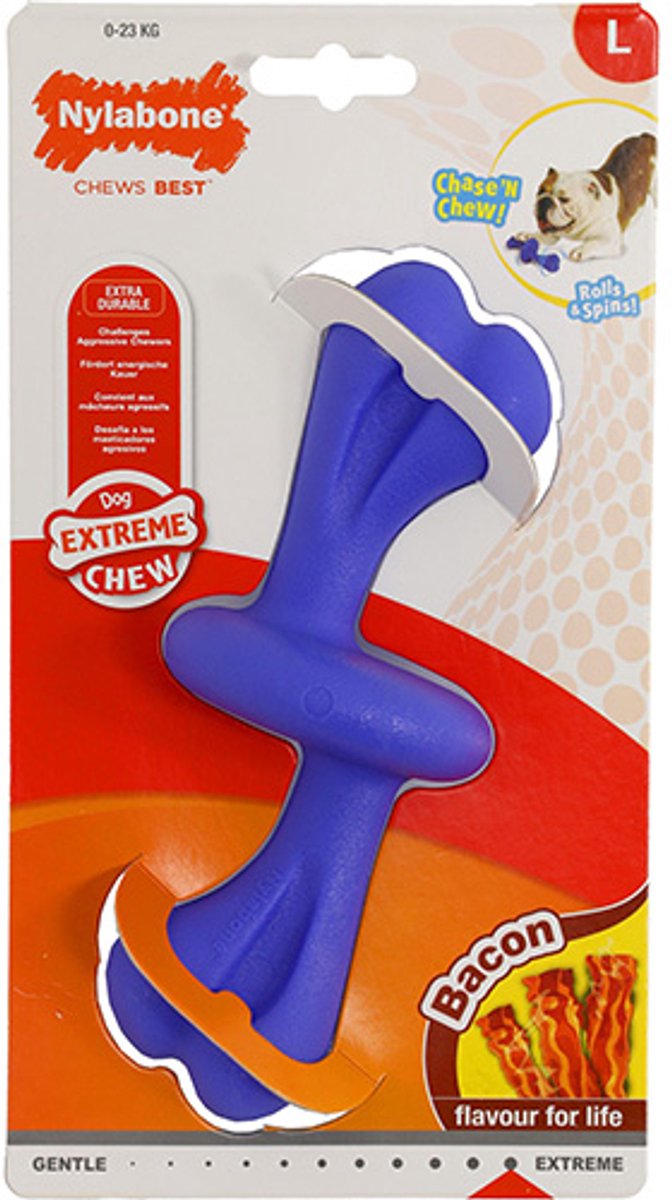 Nylabone Giant Rolley Bacon - Hondensnack - Kauwmateriaal - Kauwspeelgoed - Voor Grote Honden tot 23 kg