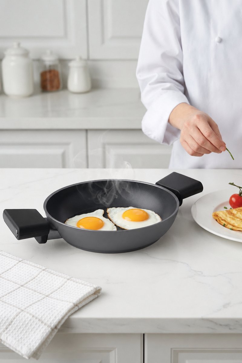 PoloChef VSS-120 - Vista Sahan 20 cm – Keramische Koekenpan – Inductie Geschikt – Antiaanbaklaag – Crème – Aluminium