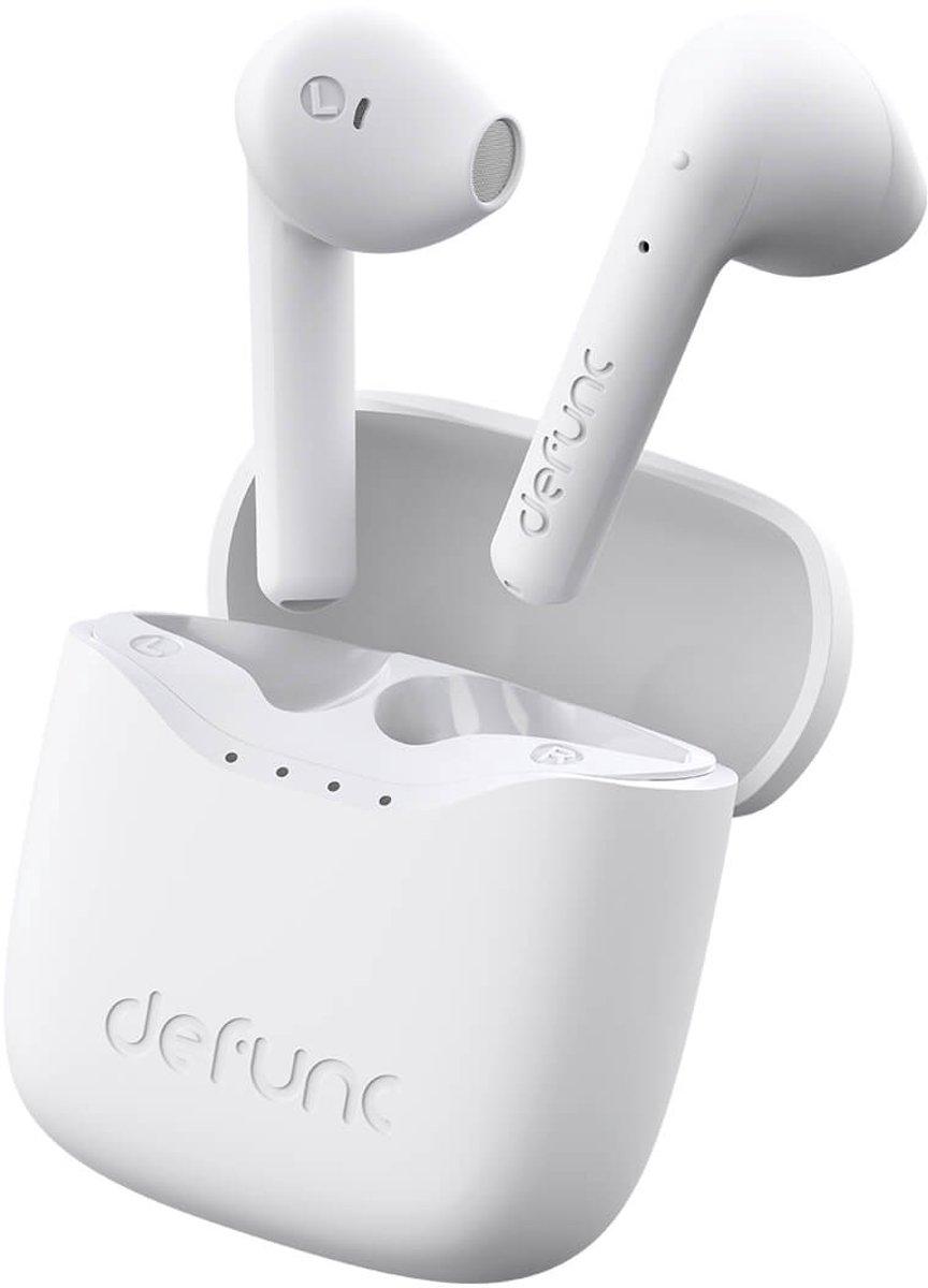 Defunc True Lite II Draadloze Oordopjes – Wit – Bluetooth Earbuds – Comfort Fit – AI App Ondersteuning