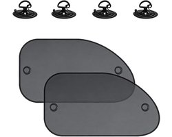 2 Stuks Auto Zijraam Zonnescherm - Warmteisolatie Ademend Voorruit Zonnebescherming - Zuignap Schuin Ontworpen Anti-Glare Zonbescherming - Universeel Geschikt voor De Meeste Voertuigen - Zwarte Uitvoering