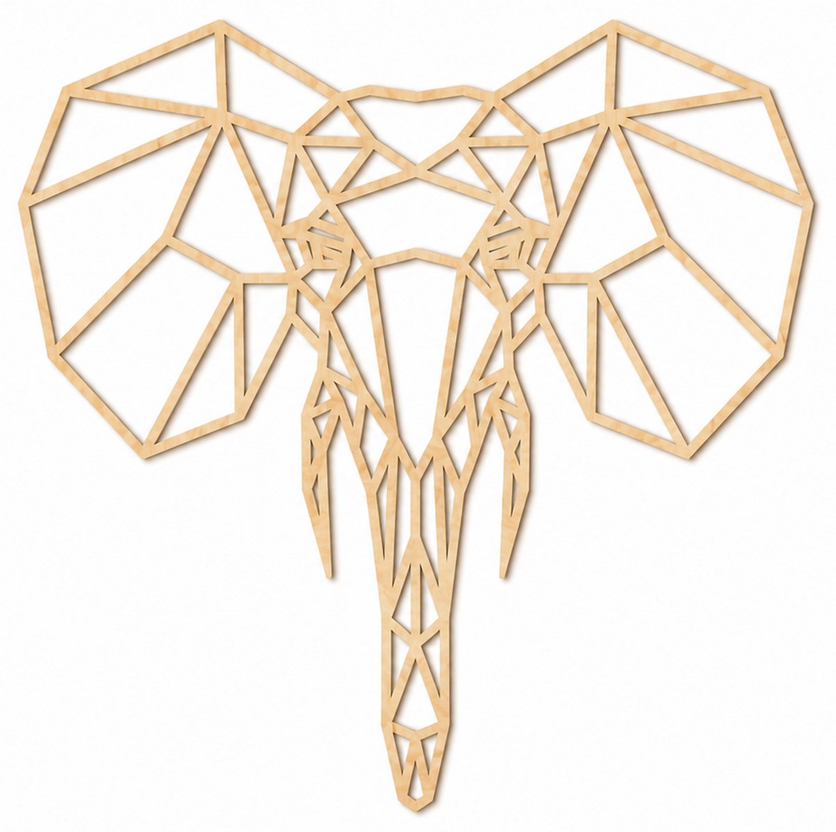 Houten wanddecoratie - Olifant - Elephant Natural wood - Maat S - 35cm x 35cm