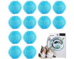 TEKROA® Wasbollen - Herbruikbare wasballen - 12 Stuks- 5 cm diameter - Verwijdert haar en vlekken - Wasmachine / Wasgoed Huisdierhaarvanger - Wasdrogerballen - Verwijdert katten- en hondenhaar uit kleding - Blauw