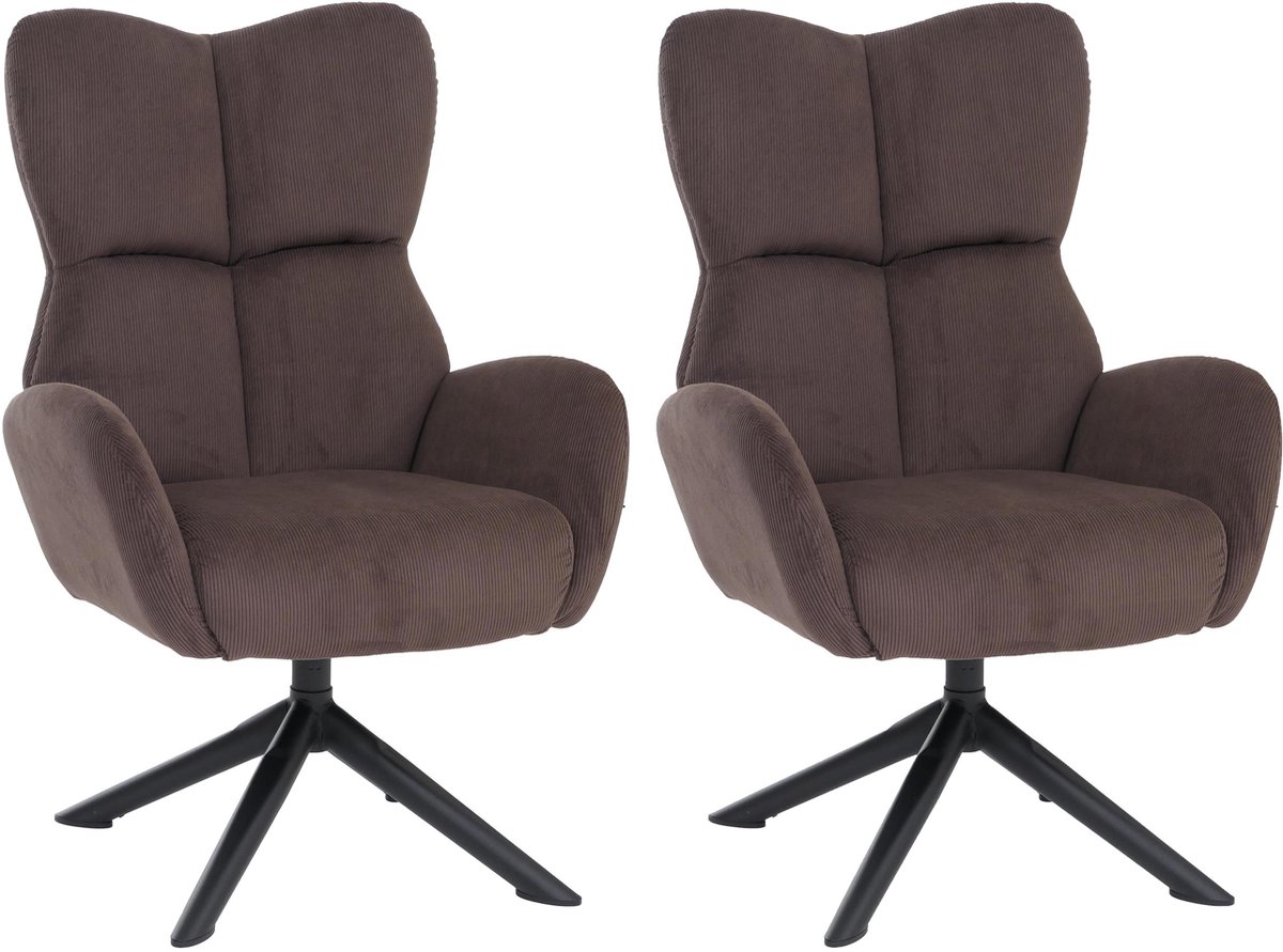 Set van 2 eetkamerstoelen MCW-Q54, relaxstoel, loungestoel, gestoffeerde stoel, draaibaar,