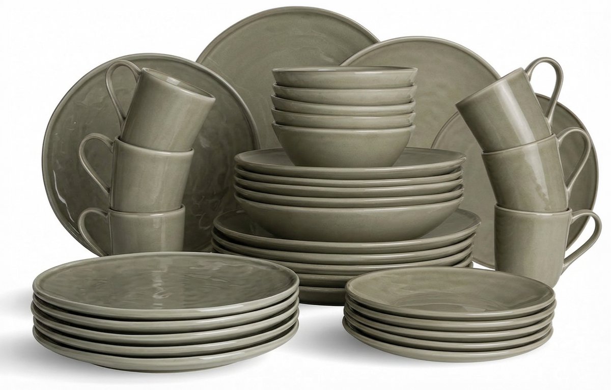 Dutch Rose Organic Dutch Rose Set 36 Delig Servies Olijf