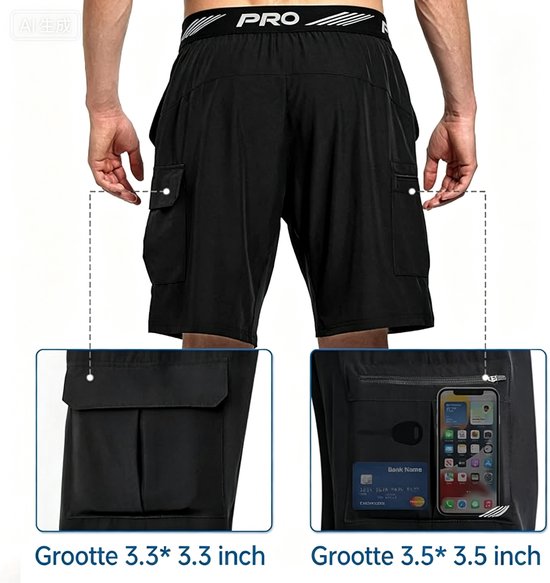 Mountainbike Onderbroek Heren - Fiets Ondergoed met Zeem & 4D Gel Pad - Shockproof MTB Sportbroek - Ademend Mesh - Zwart/Blauw M - 4 Taschen - Schnelltrocknend — afbeelding 3