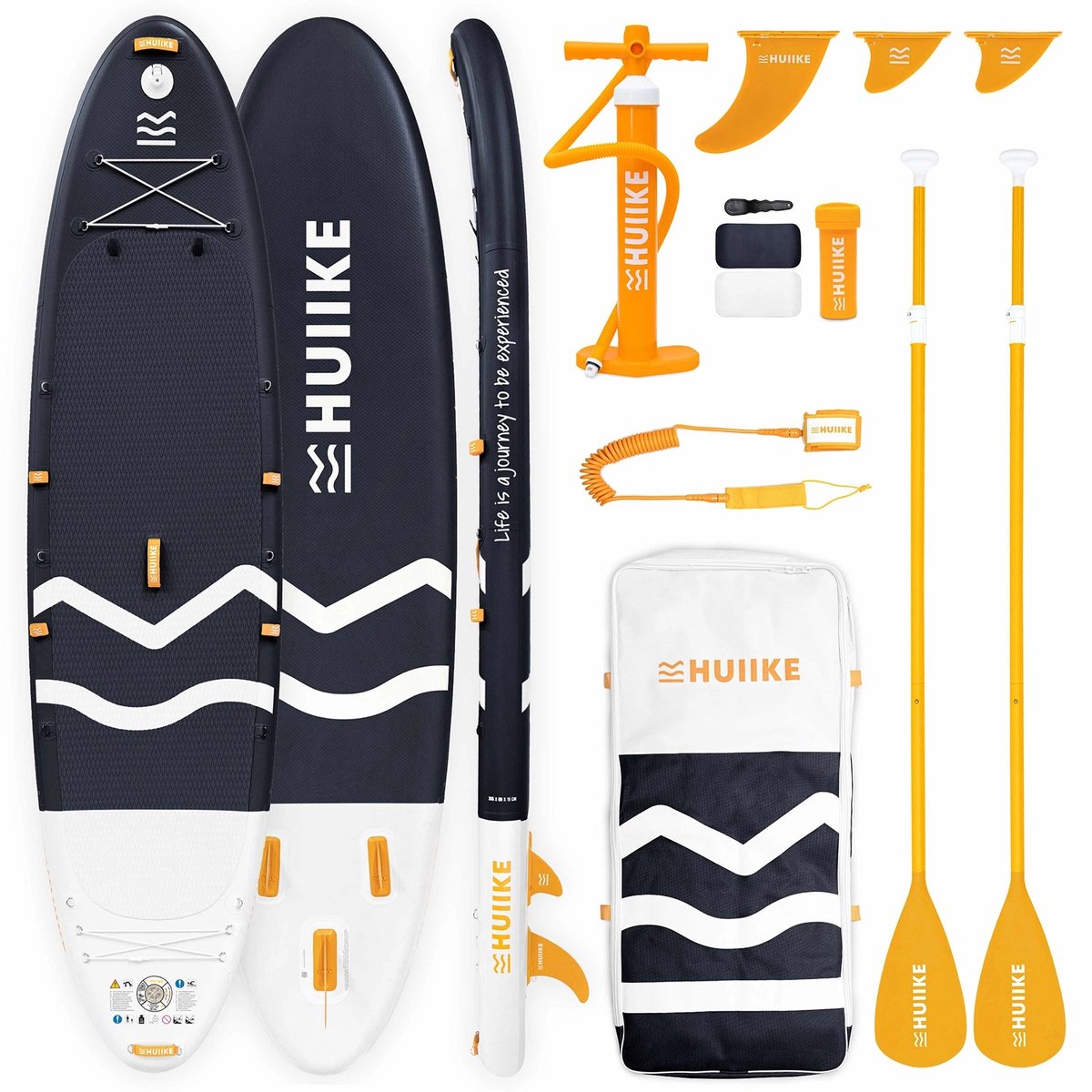 HUIIKE SUP Board - Opblaasbaar Paddle Board 2 Personen met Accessoires, Peddel, Vinnen, Pomp - Stand Up Paddle Hoge Stabiliteit - 365 x 89 x 15 cm - Max. 170 kg