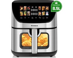 Digitale Airfryer XXL 8.5L Sinaopus 8005A -1800W Heteluchtfriteuse - Kleurendisplay - 12 Voorgeprogrammeerde Functies - Slimme Tijd & Temperatuurregeling - Capaciteit voor 5 Personen