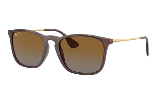 Ray-Ban RB4187 6593T5 Chris Zonnebril - Transparant Donkerbruin/Bruine Gradiënt Gepolariseerd - 54mm