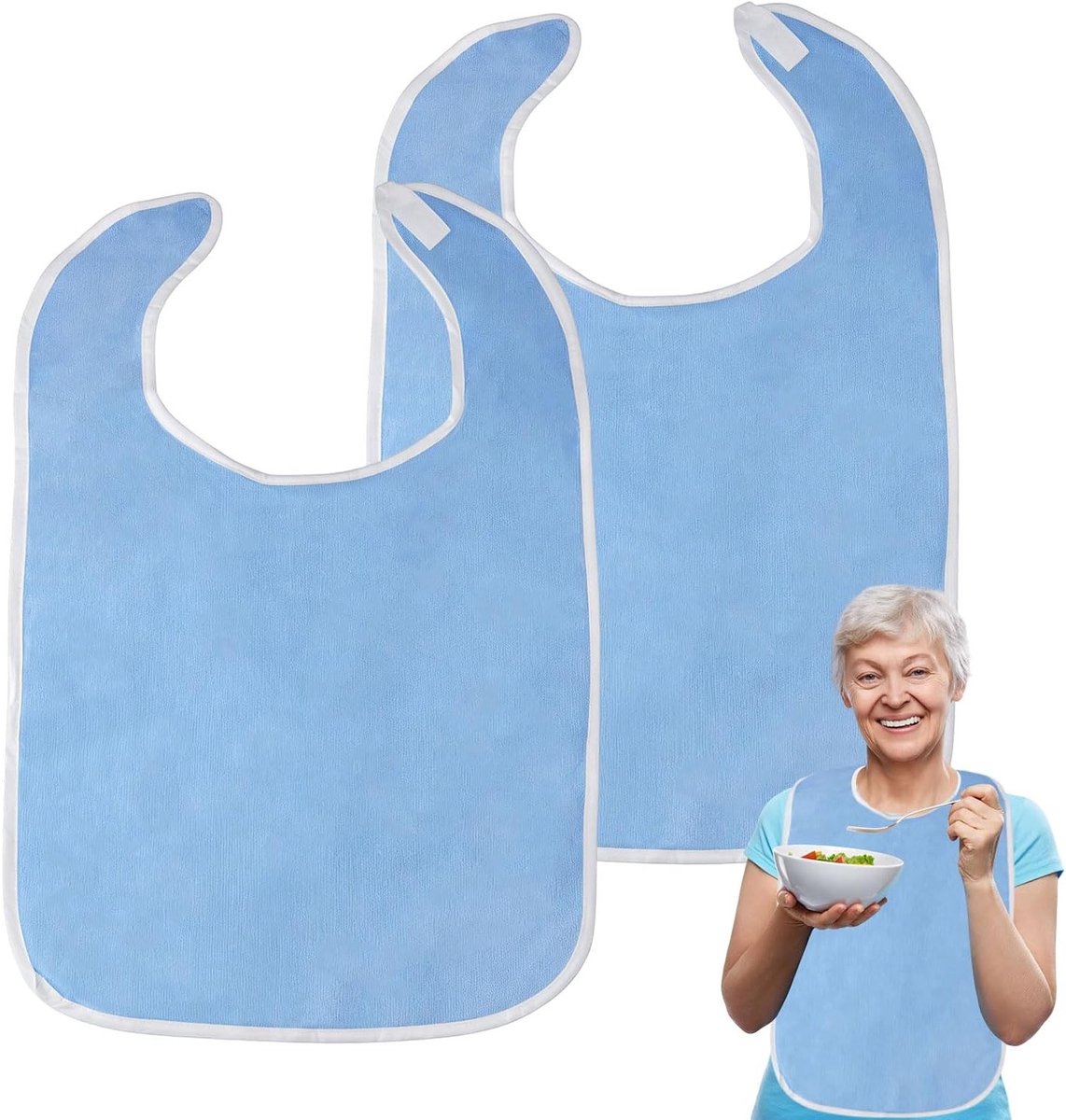Wasbare Volwassen Slabbetjes voor Senioren - 2 Stuks, 75x45cm, Herbruikbaar en Antivlek, Ideaal voor Ouderen en Personen met Beperkingen