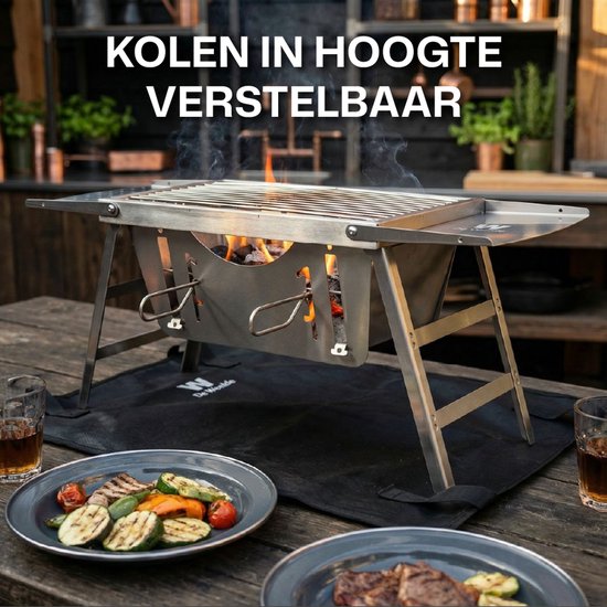 Camping BBQ gas en houtskool (2in1) kleine opvouwbare en draagbare mini barbecue - tafel BBQ / tafelbarbecue - gasbarbecue tafelmodel van Merkloos — afbeelding 5