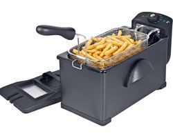 COOK-IT Frituurpan 3L - 2000W Krachtige Friteuse - Instelbare Temperatuur 115-190°C - RVS Mand -…