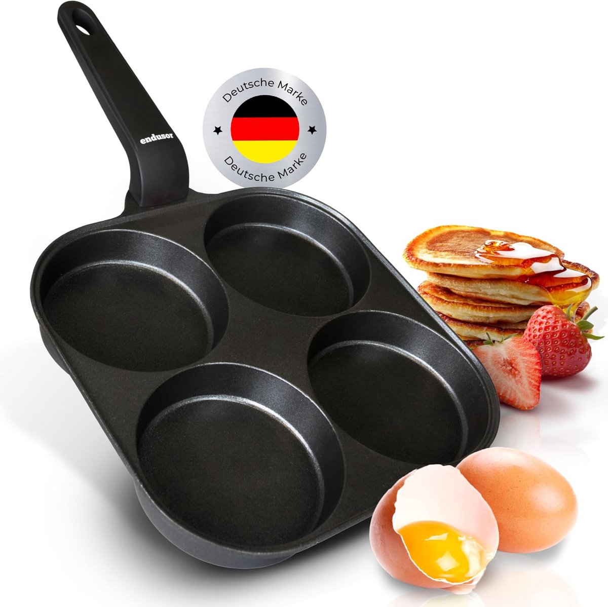 Koekenpan met gaten - Ontbijtpan - Perfecte eitjes bakken - Gelijkmatige warmteverdeling - 21 cm - Zwart