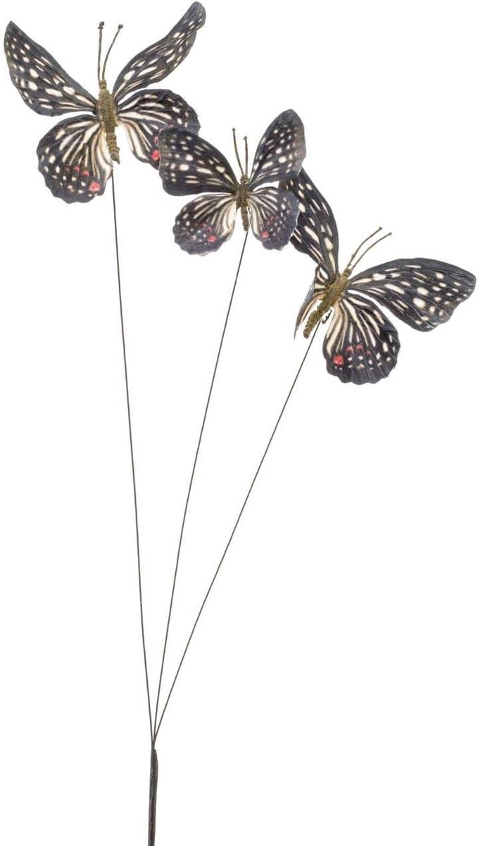 Decoratieve tak - Kunstplant met vlinders - Huis decoreren - Met vlinders - 60 cm - Grijs