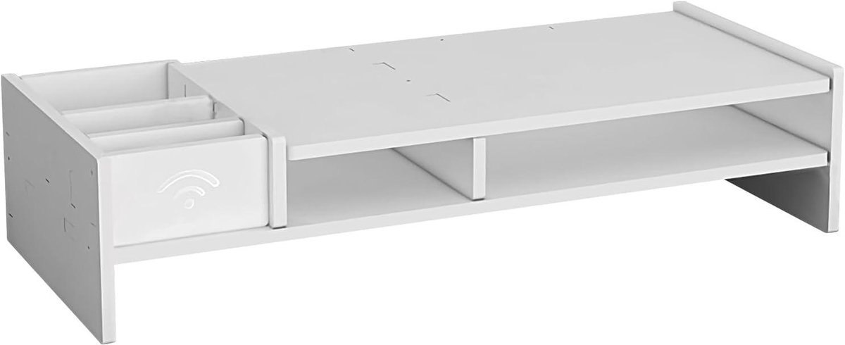 Monitorstandaard - Bureau organizer - Werkplek optimalisatie - Drie niveaus - 49 x 20.4 cm - Wit