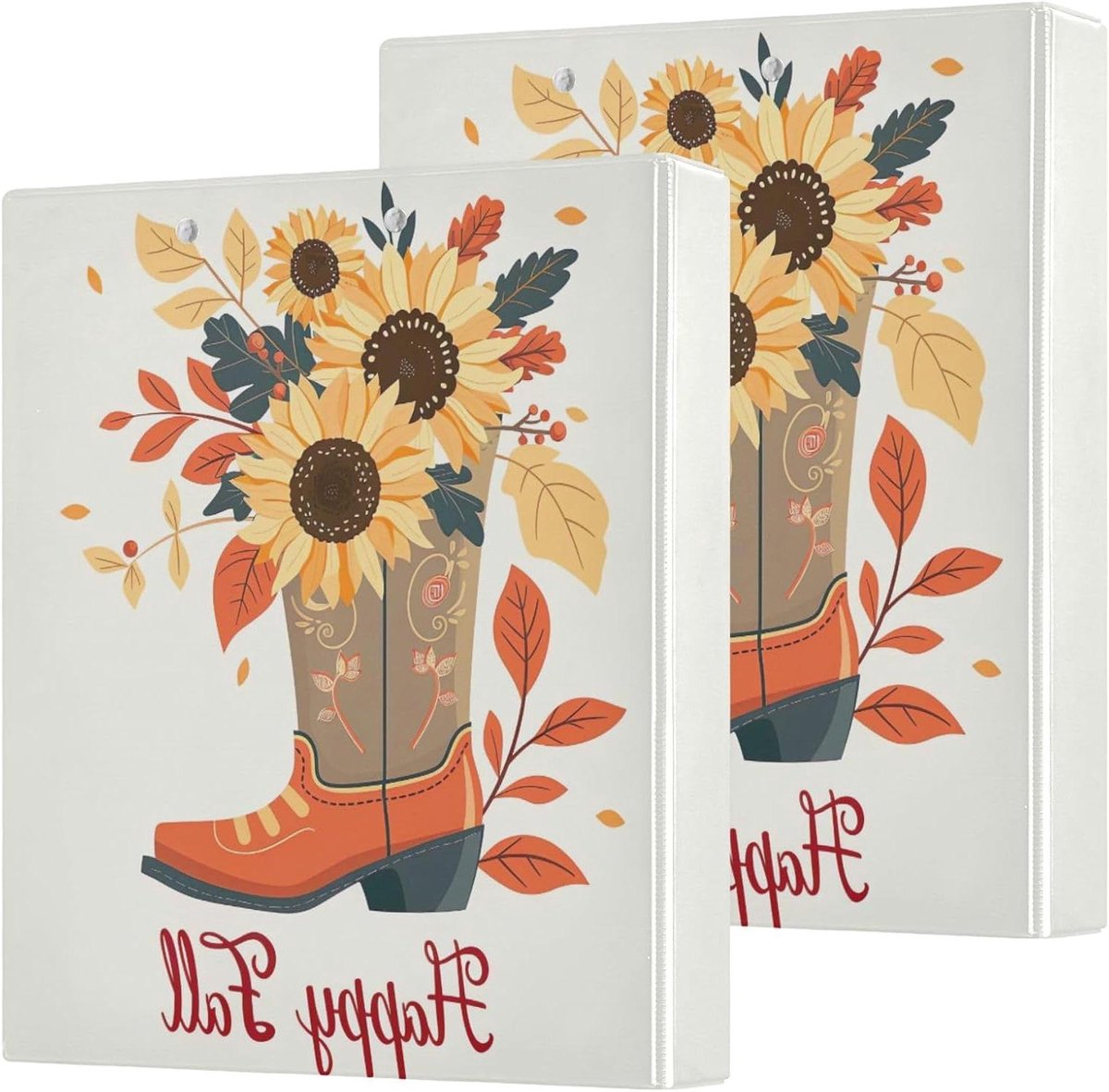 Cowboylaars Happy Fall 3 Ringband 1 1/2 Inch Houdt 200 Vellen Ronde Ringen Meisjes Binder 2 Pack