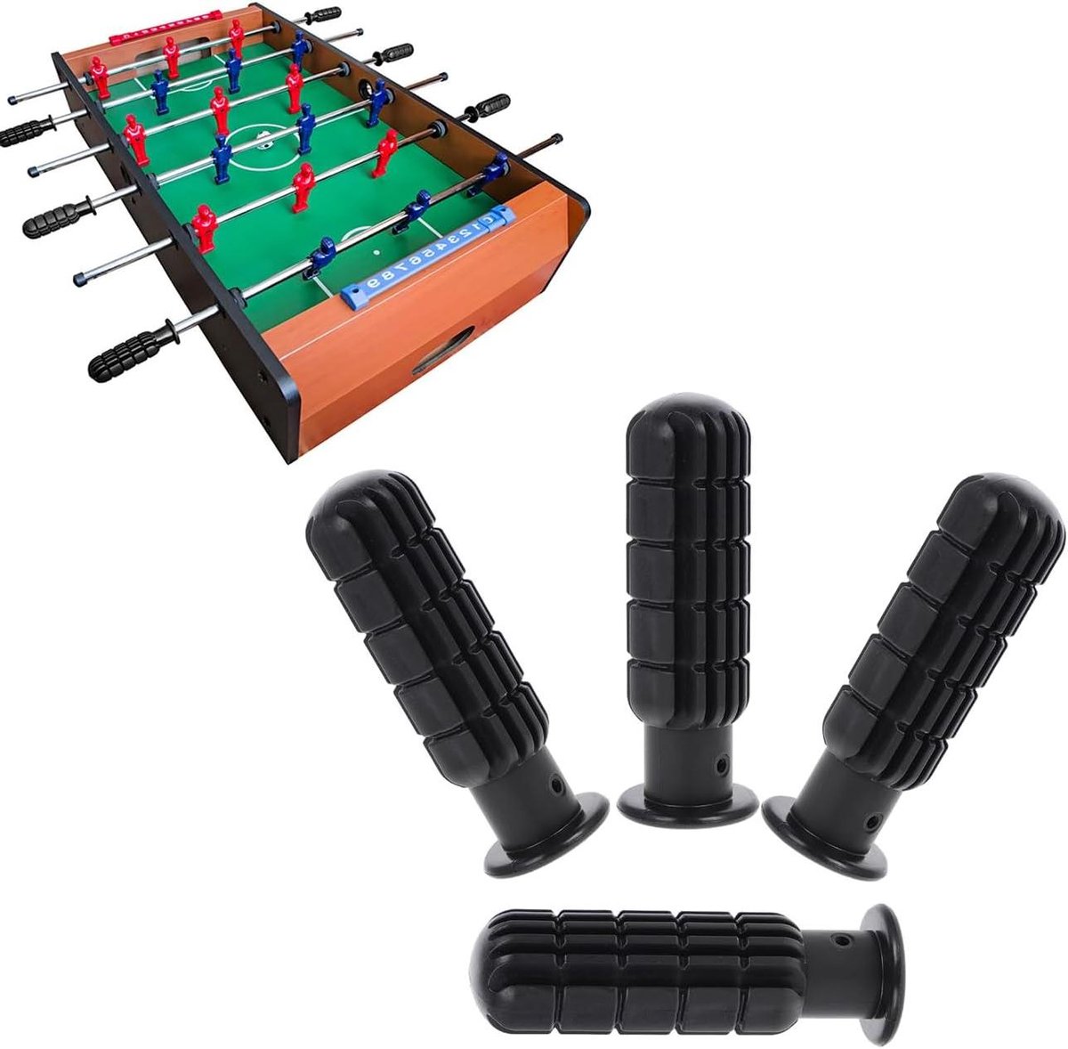 Tafelvoetbalgrepen - Vervangende handgrepen - Spelervaring verbeteren - Antislip oppervlak - 4 stuks - Zwart