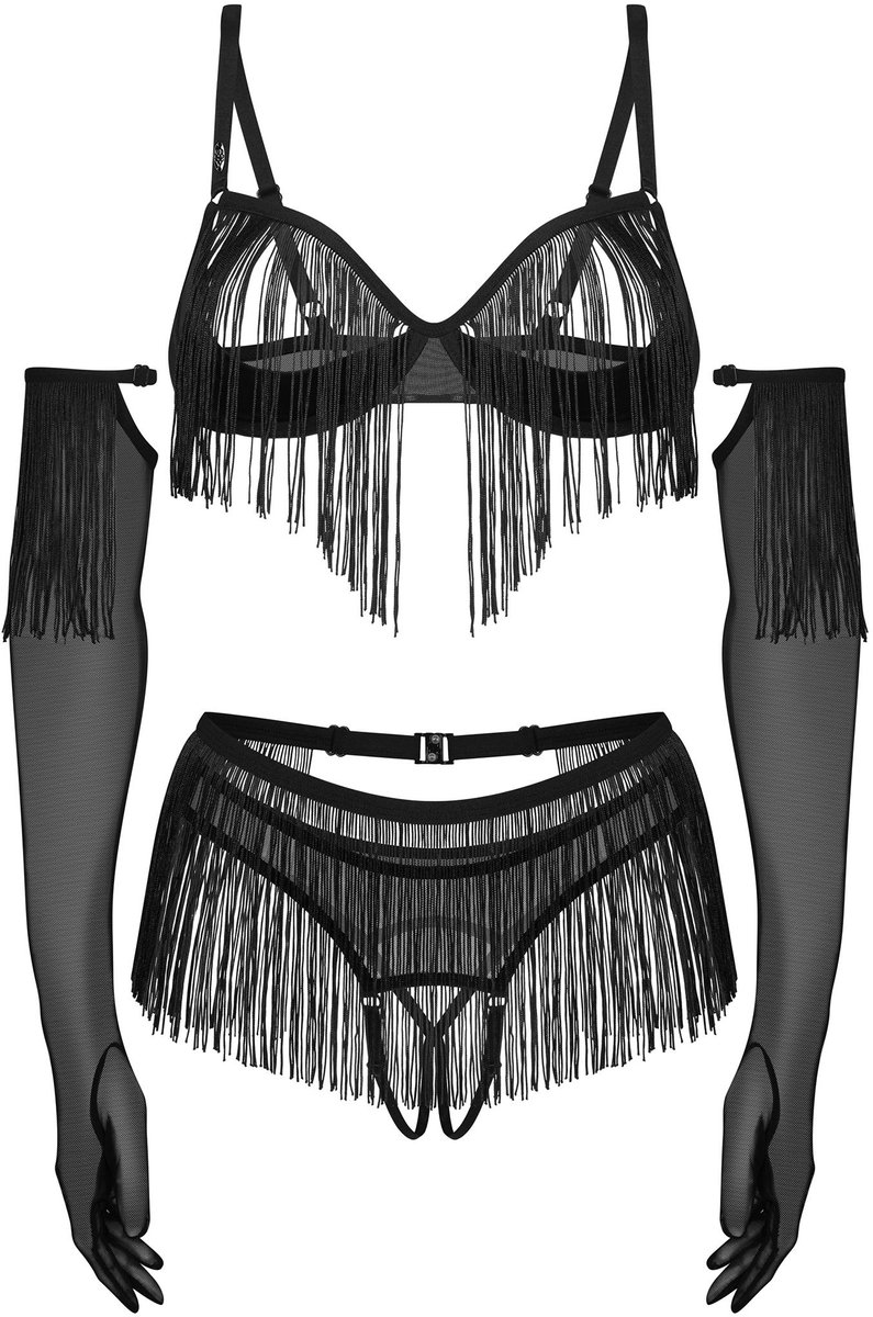 Obsessive - Rossay 4-delige Open Set - Zwart