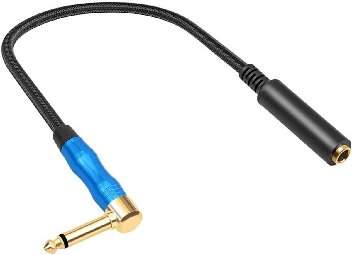 6.35mm Right Angle TRS Stereo Male Audio Cable for Guitar, Extension Cable for Amplifiers and Headphones. Stereo Male Stereo Audio Extension Right Angle TRS to