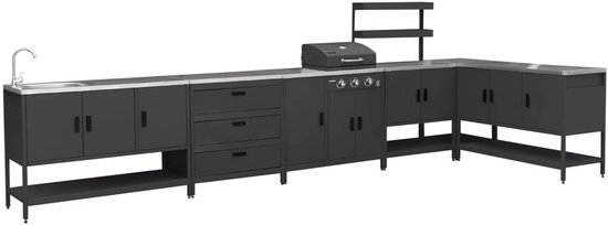 sweeek - Buitenkeuken 6 modules inclusief gasbarbecue staal - naxos van Sweeek — afbeelding 3