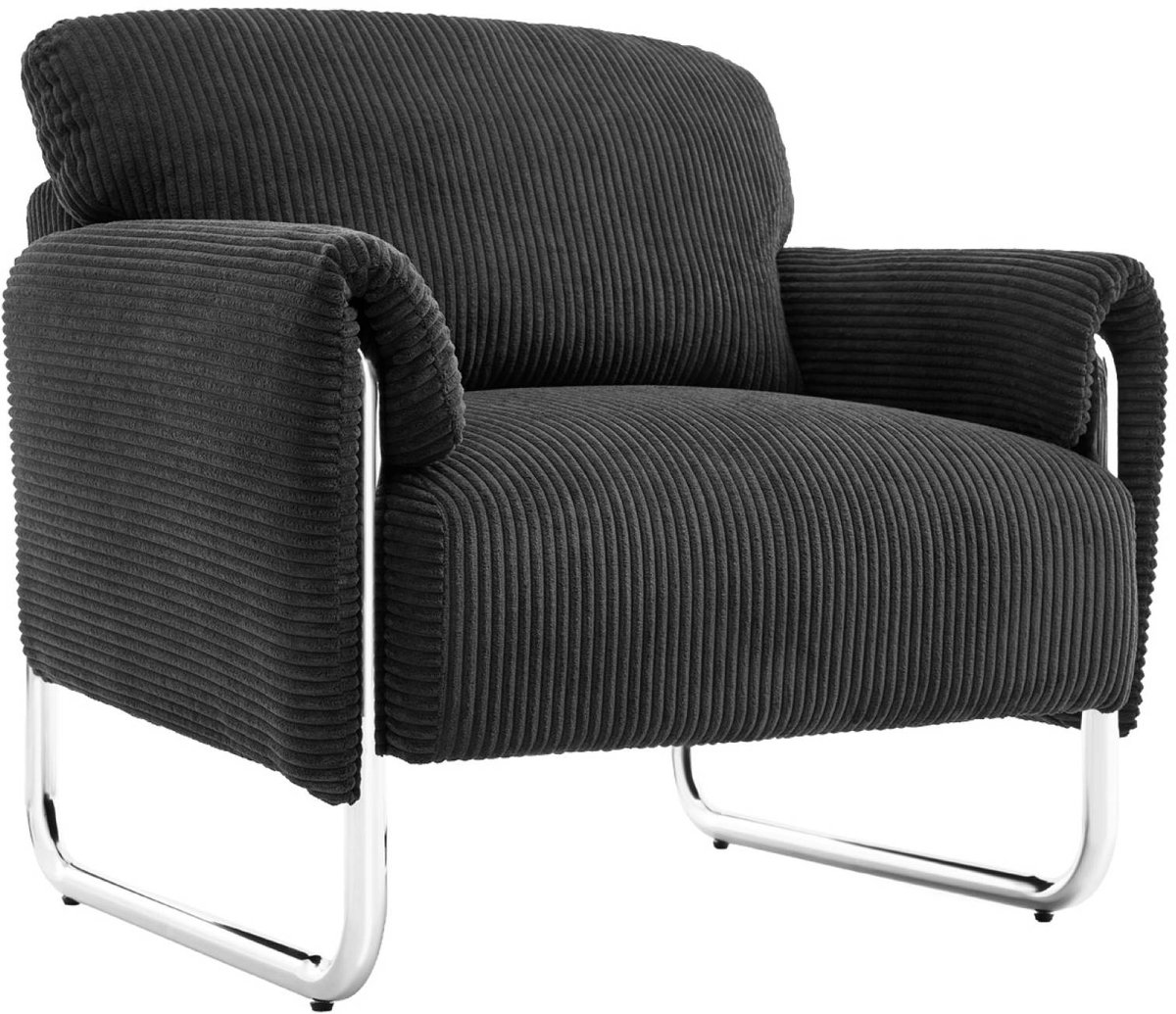 sweeek - Fauteuil van corduroy met chromen frame - vintage