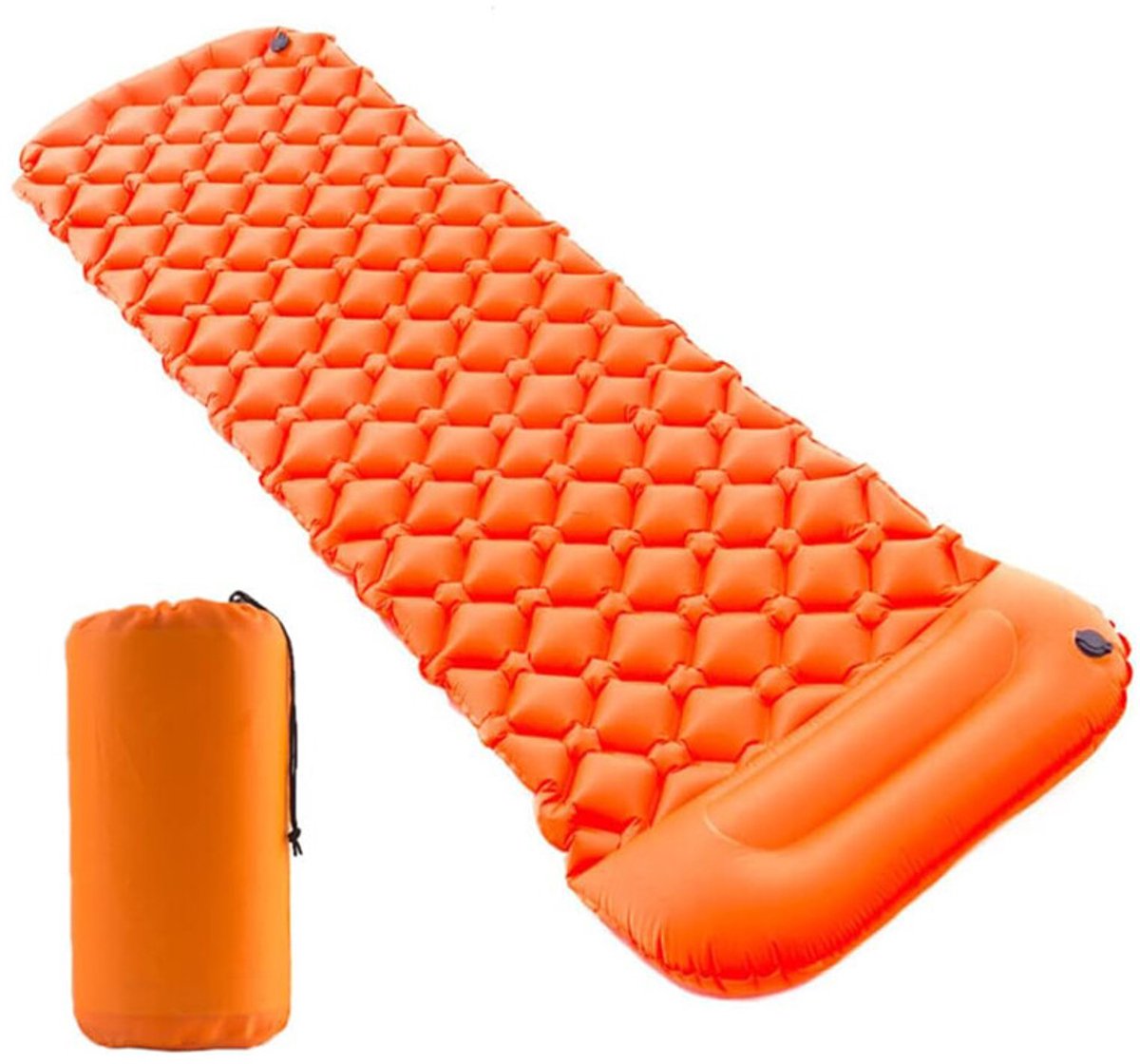 Opblaasbaar campingmatras (190 x 60 x 5 cm), met kussen, ultralicht zelfopblazend matras