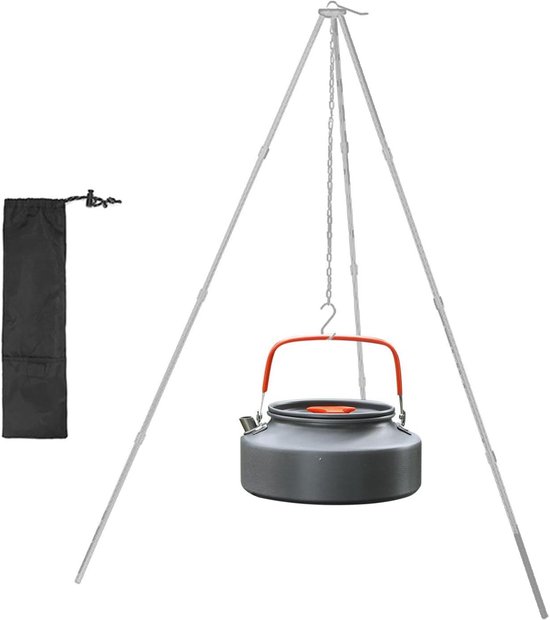 Aluminium Statief - Buiten Kookstel - Outdoor Koken - Verstelbare Ketting - 05 kg Lichtgewicht - Zilver — afbeelding 5
