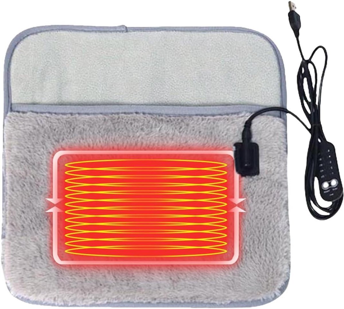 USB Voetwarmer - Verwarmde Voet Pad - Comfort Verwarmen - 5 Warmte standen - 30 cm - Grijs