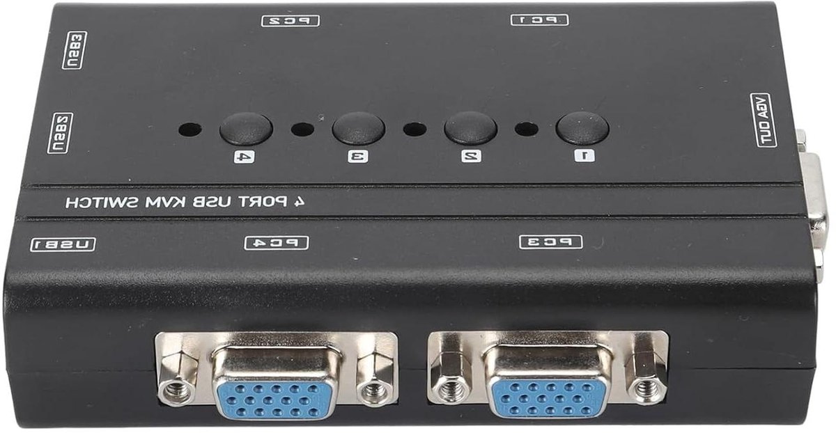 KVM Switch - Computer Switch - Werkplek Beheer - 4 Poorten Delen - 1920x1440 Resolutie - Zwart