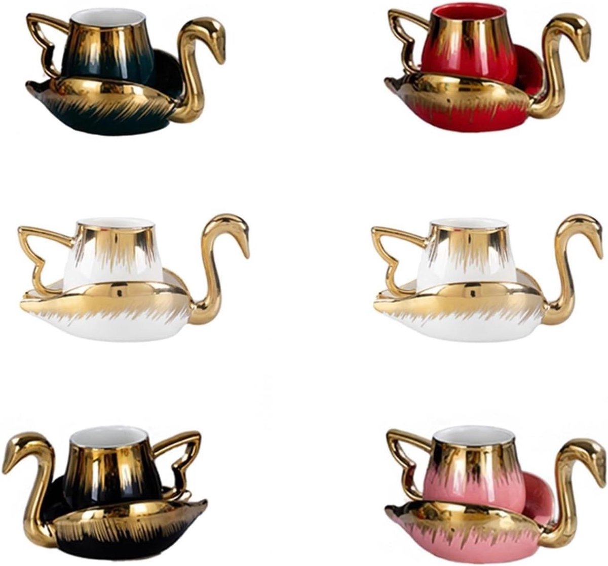 Kopjes en schoteltjes - Theeservies set - Afternoon thee - Creatief ontwerp - 6 sets - Gemengde kleuren
