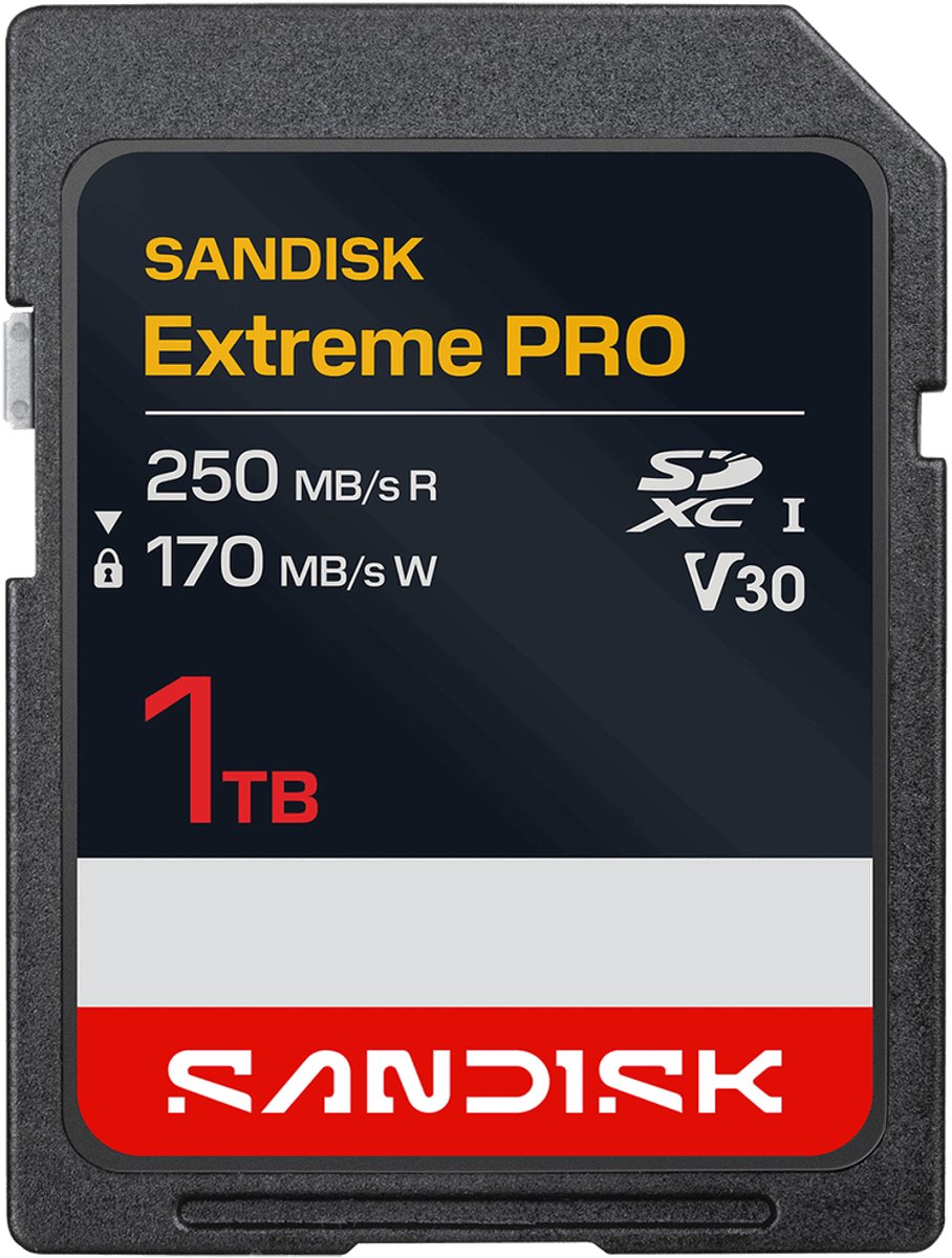SanDisk SDXC Extreme PRO 1TB (UHS-I, V30, U3, R250 MB/s / W170MB/s, 4K UHD)