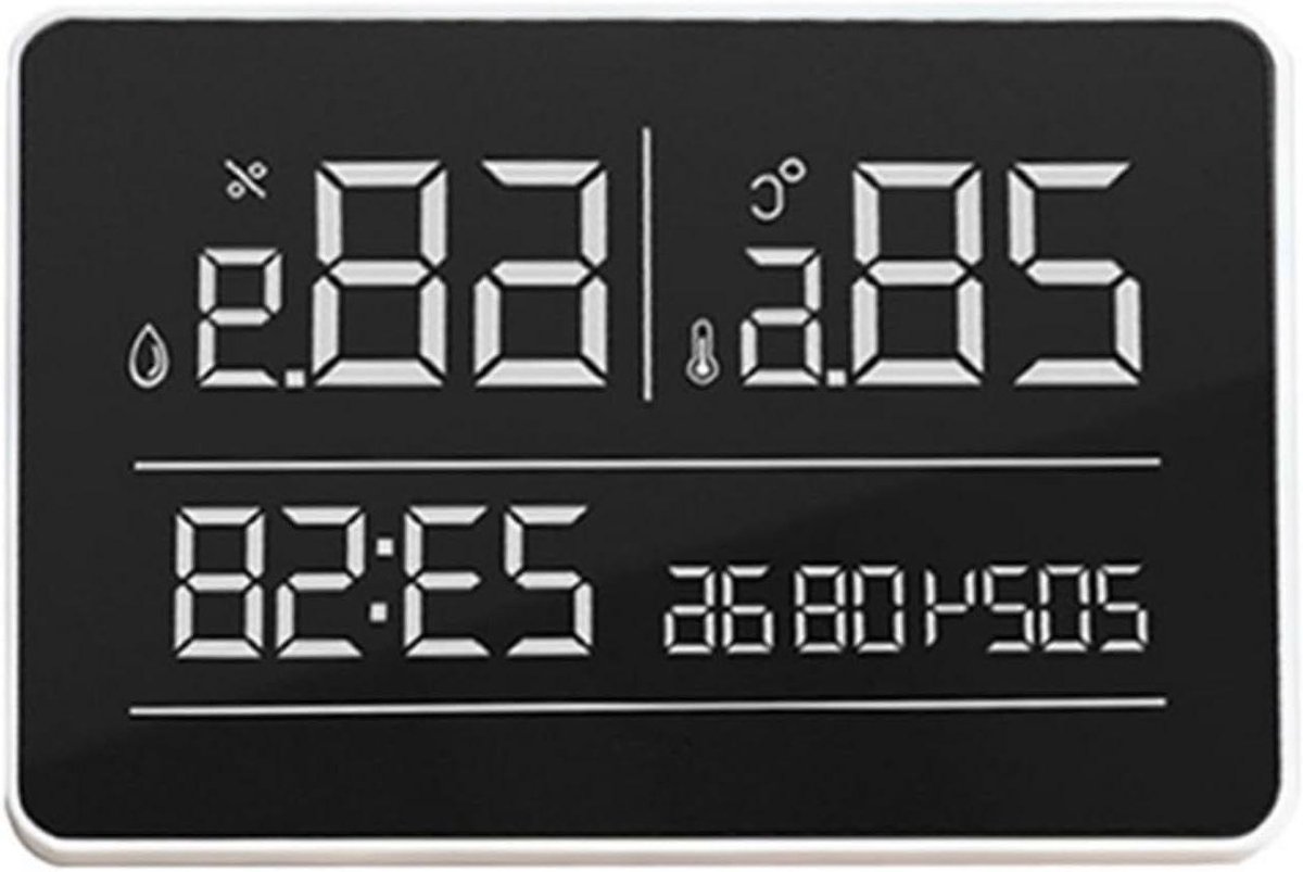 Digitale Wandklok - Weerstation Klok - Binnenklimaat Monitoren - Dubbel Scherm - 260 x 180 mm - Wit