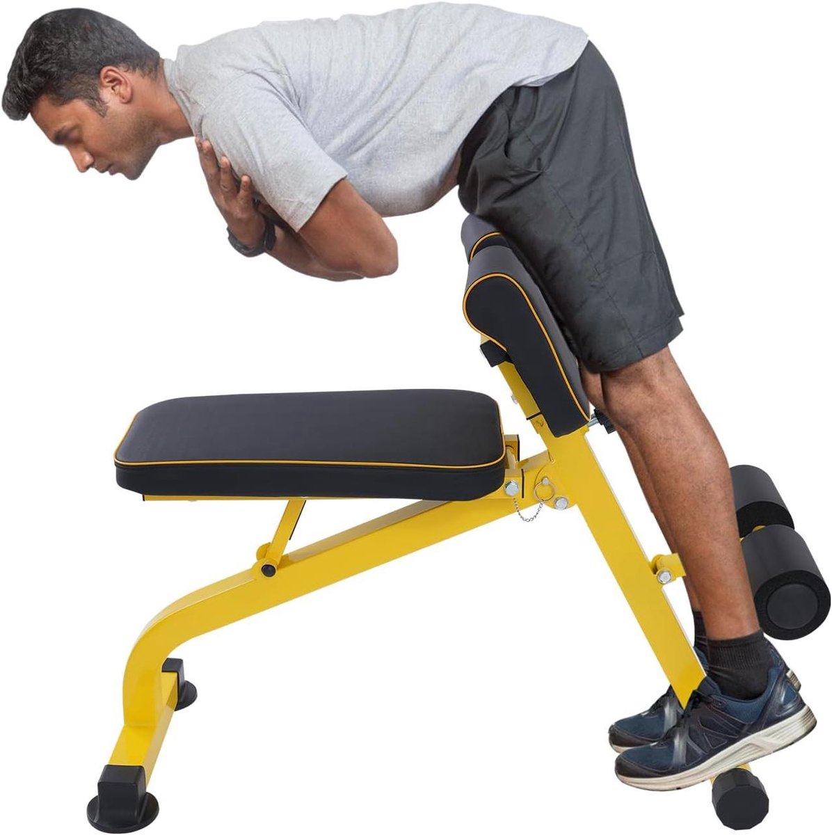 Fitness Stoel - Trainingsbank - Kracht Training - Verstelbaar Biceps Board - Max 300 kg - Zwart Geel
