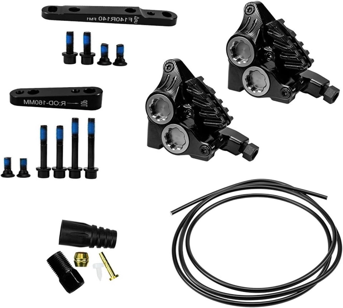 Fiets Remklauw - Hydraulische Rem - Fietsen Verbeteren - Vier Zuigers CNC - Flat Mount - Zwart