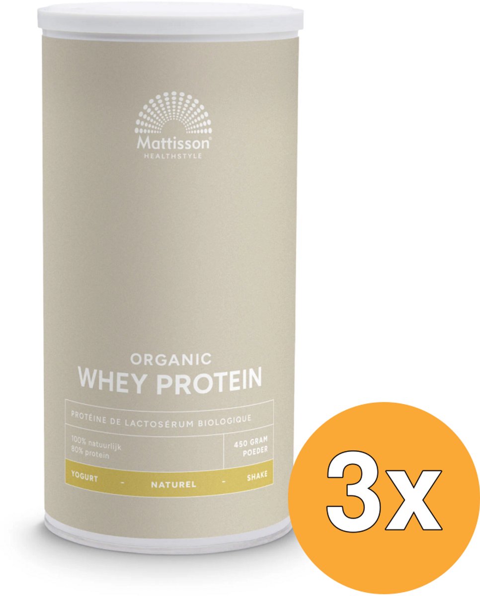 3x Mattisson Wei Whey Proteine Naturel 80% Bio (450 gr)
