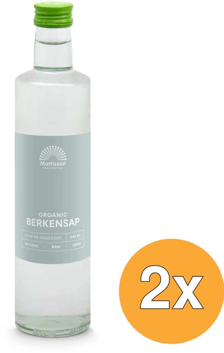 2x Mattisson Absolute Berkensap 100% Puur Sap Bio Raw (500 ml)